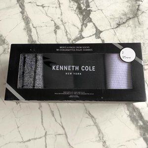 Kenneth Cole Set of 4 Crew Socks  Black White Grey Striped